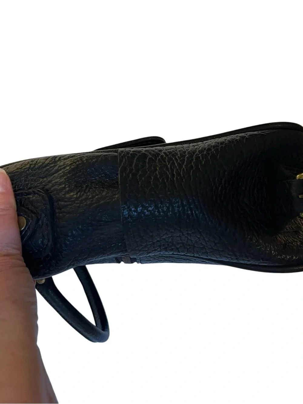 JW Hulme black pebbled leather handbag made in the USA